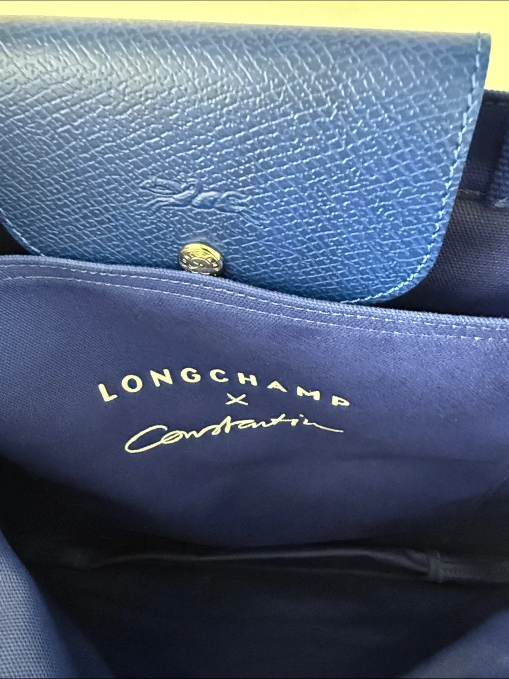 NEW Longchamp Cobalt blue Le Pliage Constantin Tote Logo Medallion limited